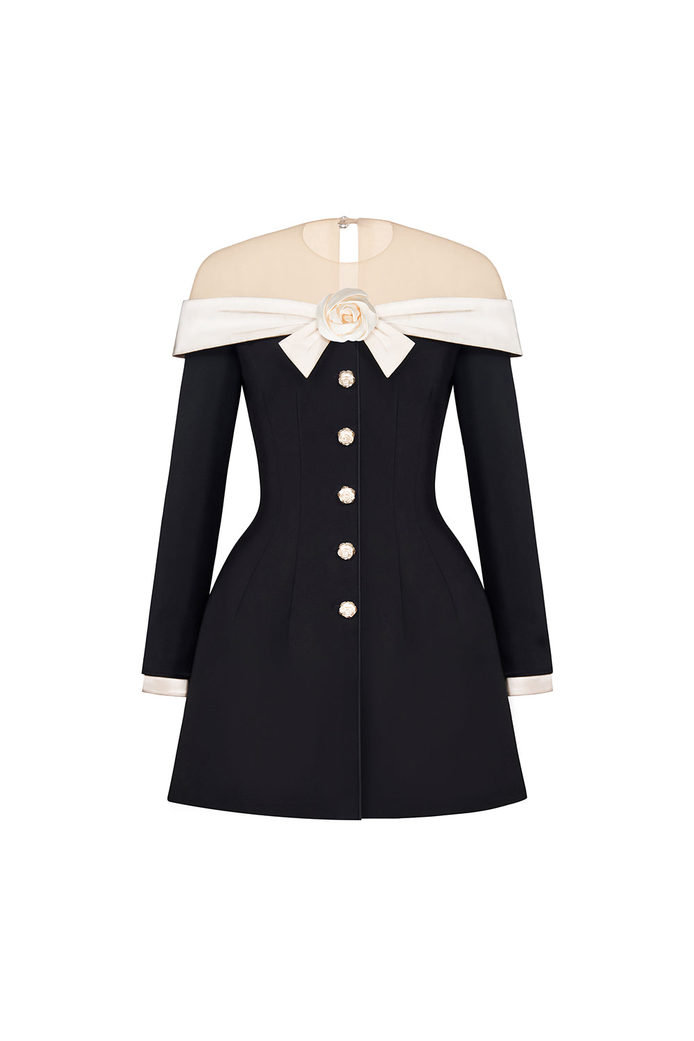 Rosey A-line Illusion Neck Polycotton Mini Dress