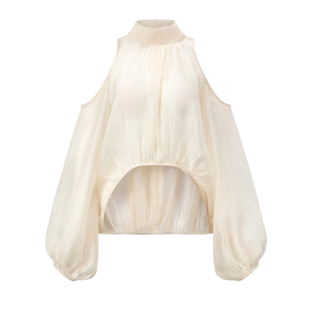 Esther Asymmetric Bishop Sleeved Georgette Top