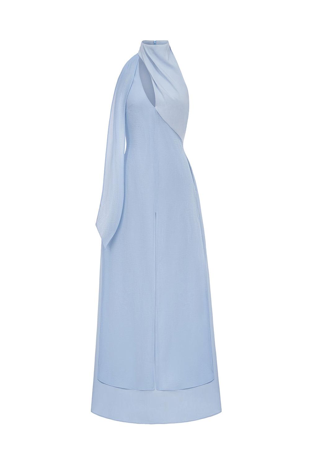 Women's Yen Layered High Neck Floss Silk Ankle Length Dress XS/S/M/L/XL Nude/Blue/Black MEAN BLVD Women's Yen Layered High Neck Floss Silk Ankle Length Dress XS/S/M/L/XL Nude/Blue/Black MEAN BLVD