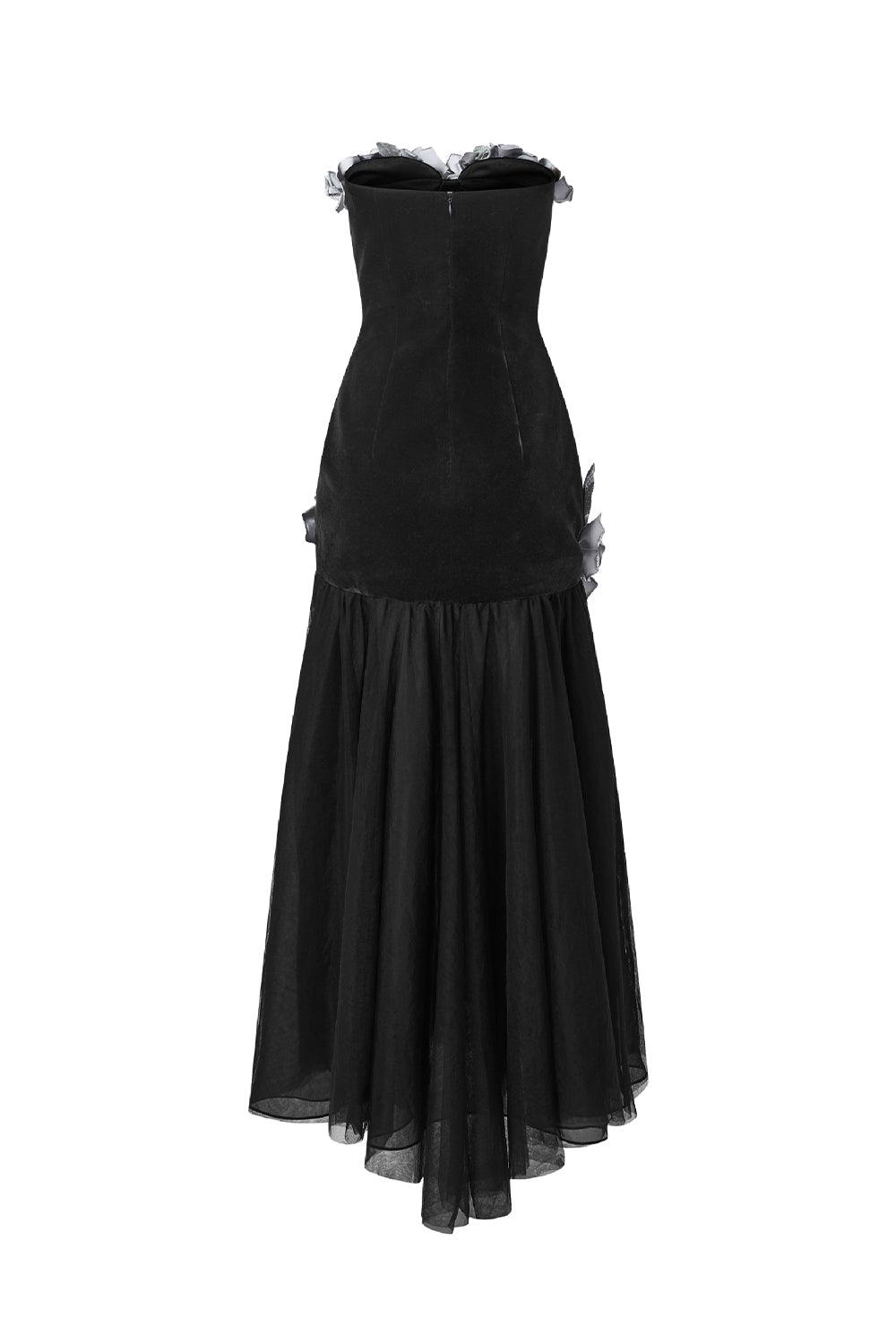 Women's Joli Rose Drop Waist Flower Applique Velvet Ankle Length
