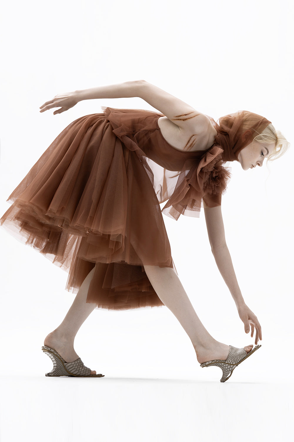 Gia High Neck Ruffle Midi Dress