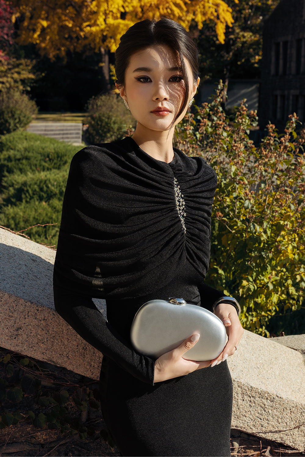 Lunavex Sheath Gathering Maxi Dress