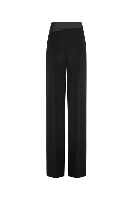 Kenya Straight Draped Crepe Floor Length Pants