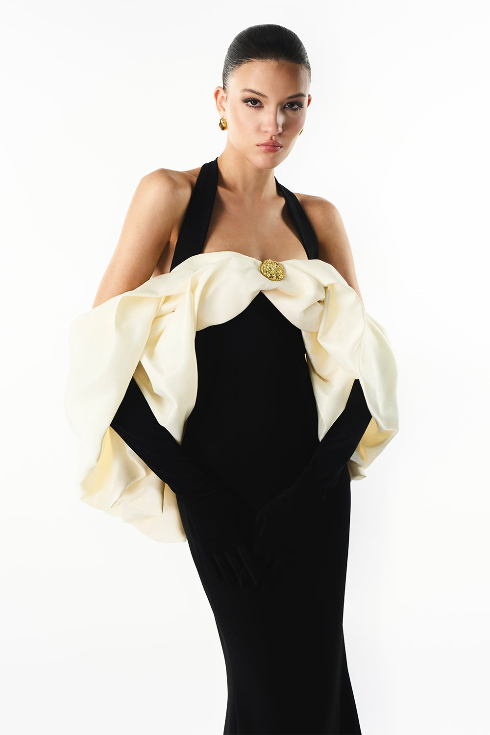 Divora Halter Draped Maxi Dress