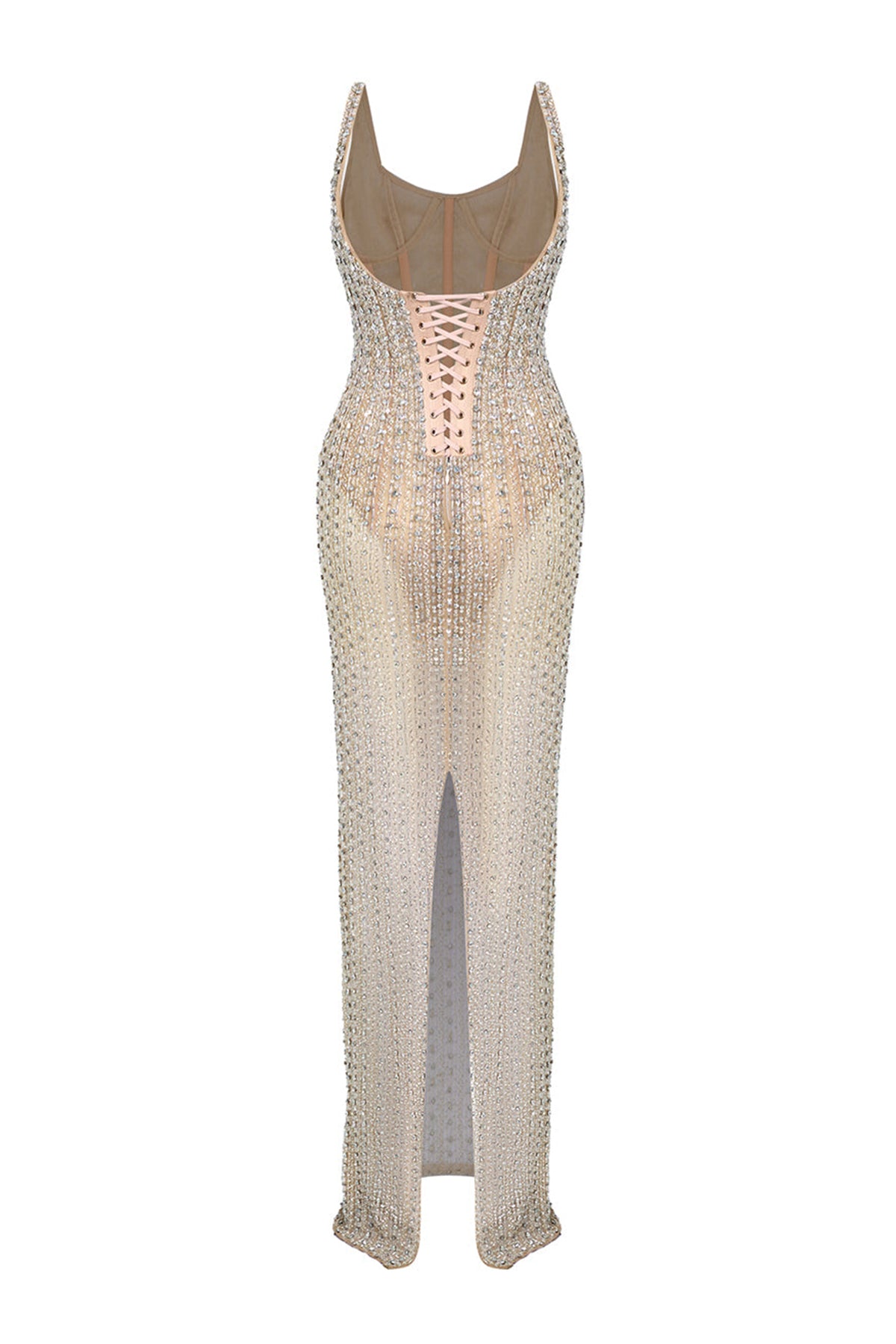 Vihaan Sheath Curved Neck Mesh Floor Length Dress