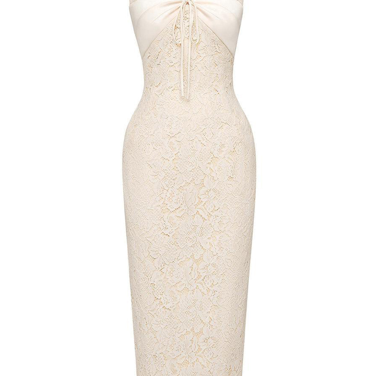Vittoria Pegged V-Neck Lace Midi Dress