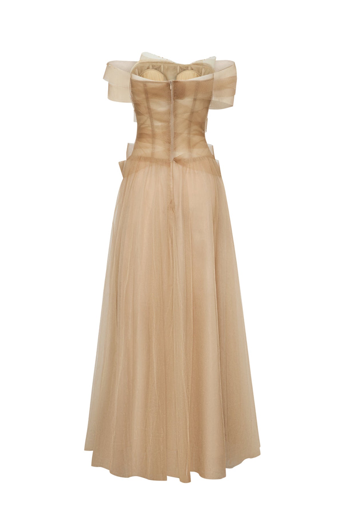 Yloria A-line Corset Waist Tulle Midi Dress