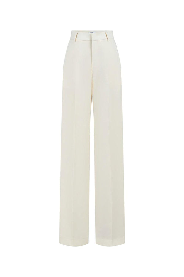 Lily Straight Ribbed Wool Blend Floor Length Pants