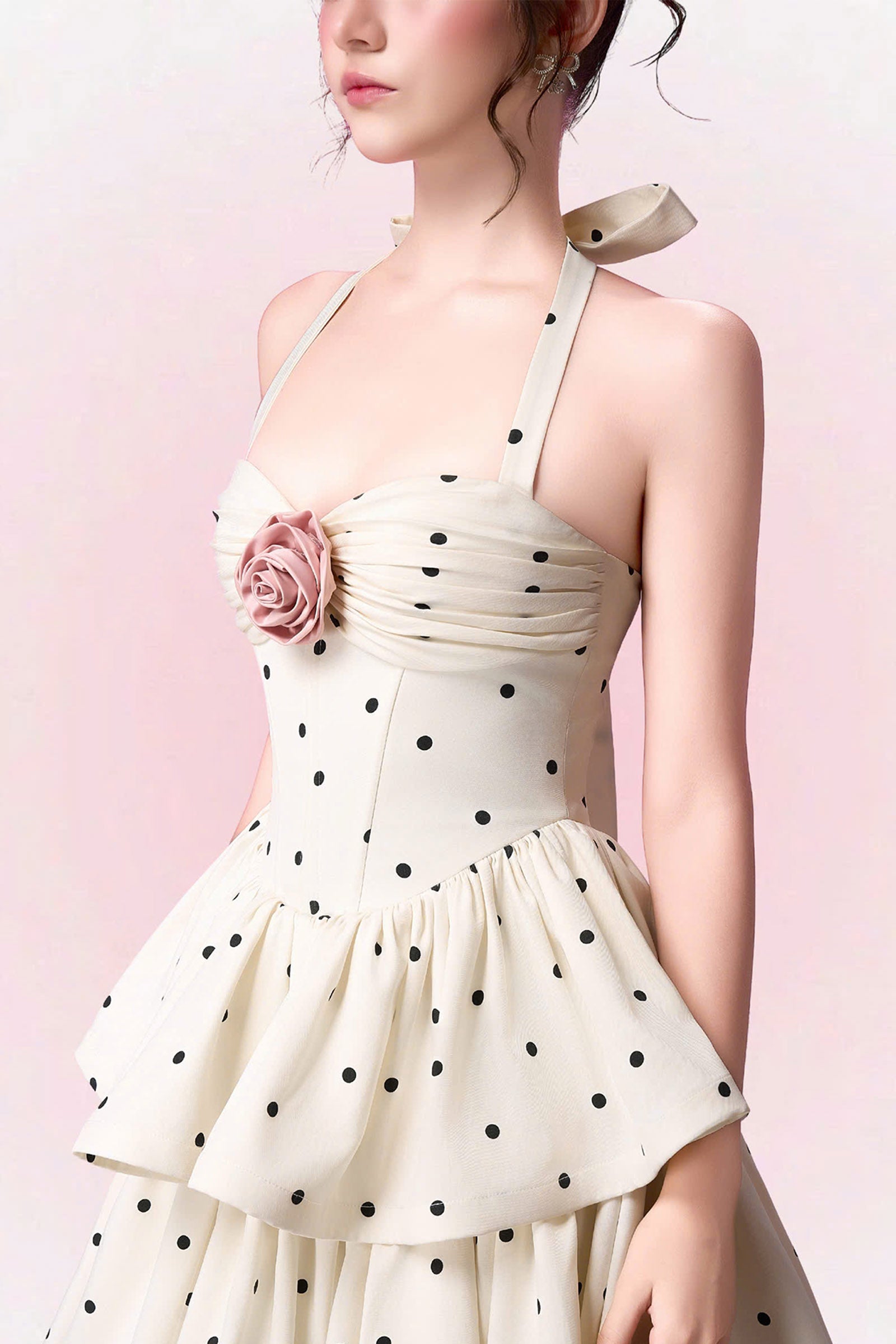 Hazel Halter Applique Midi Dress