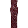 Cherry Sheath Sequin Lace Floor Length Dress