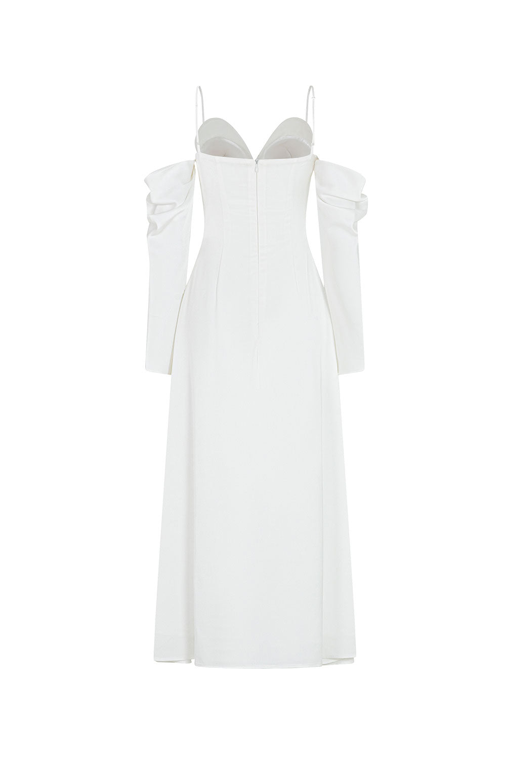 Krysten A-line Cold Shoulder Sleeved Silk Midi Dress