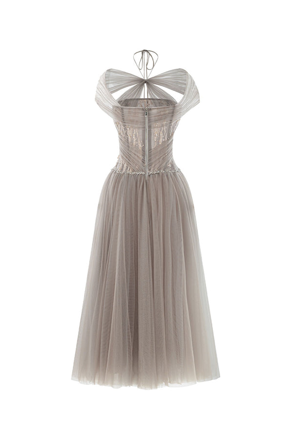 Sparkle A-line Corset Waist Tulle Ankle Length Dress