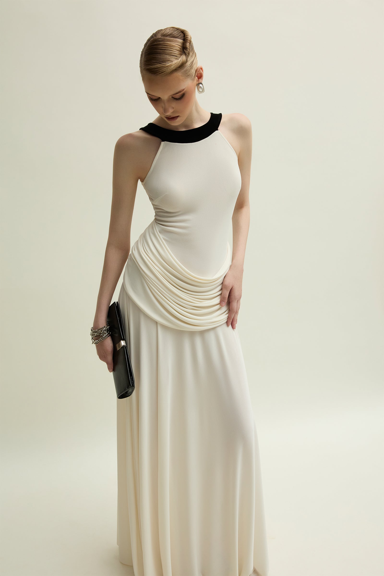 Dorset Halter Draped Maxi Dress