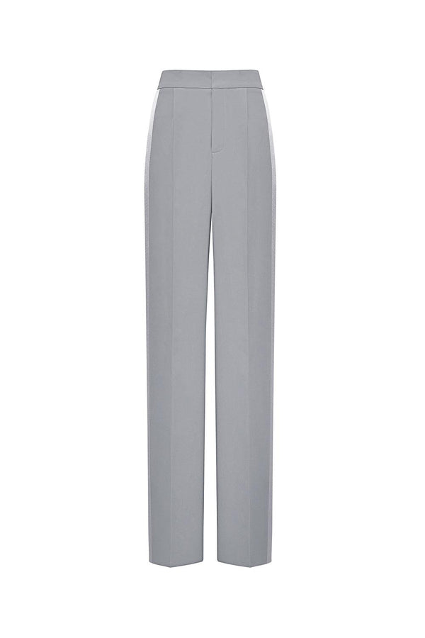 Cardiff Straight Ribbed Crepe Floor Length Pants