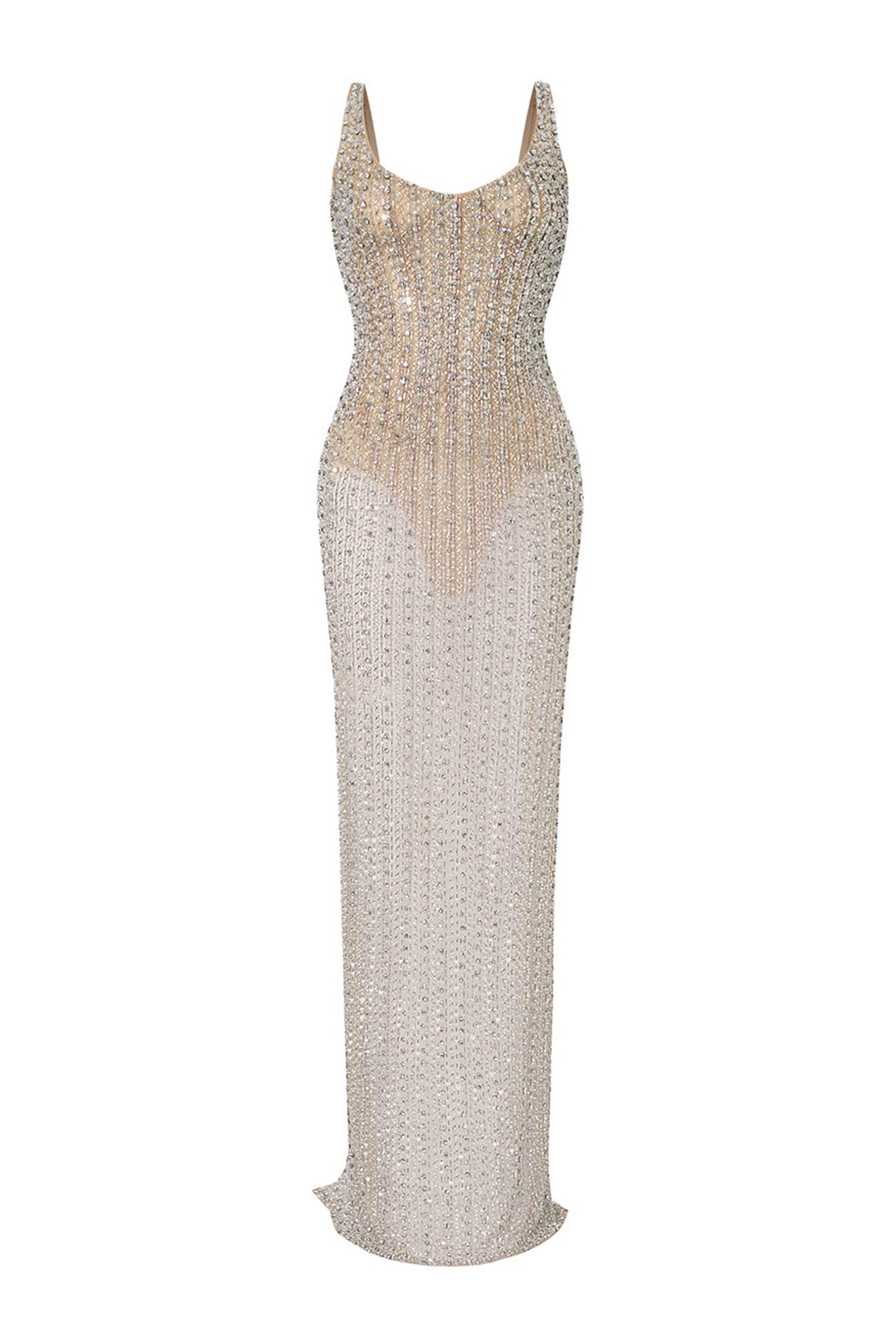 Vihaan Sheath Curved Neck Mesh Floor Length Dress