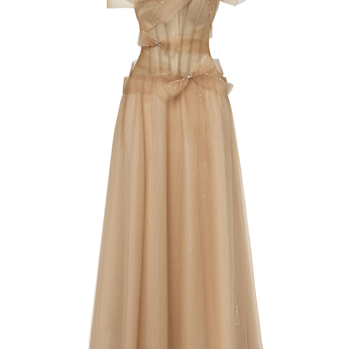 Yloria A-line Corset Waist Tulle Midi Dress