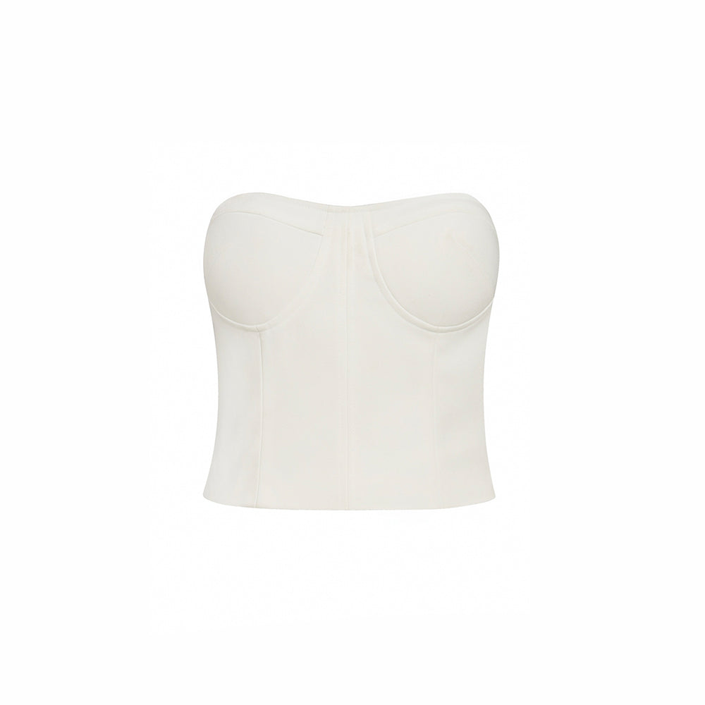 Lumi Bodycon Scoop Neck Twill Crop Top