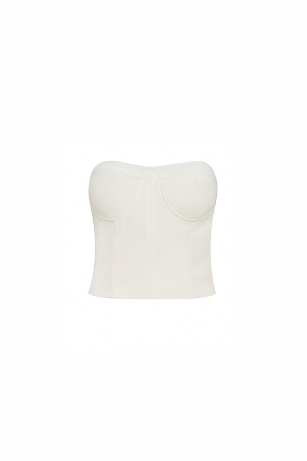 Lumi Bodycon Scoop Neck Twill Crop Top