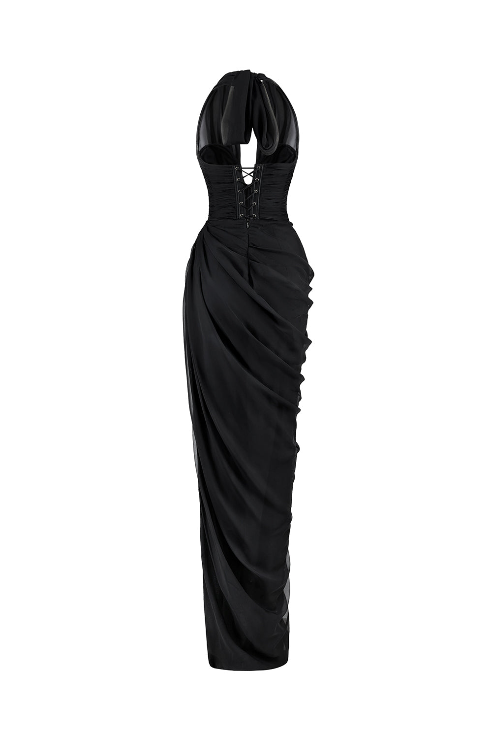 Arielle Slit Plunge Neck Chiffon Long Length Dress