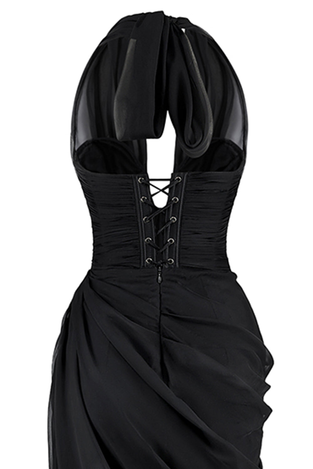 Arielle Slit Plunge Neck Chiffon Long Length Dress