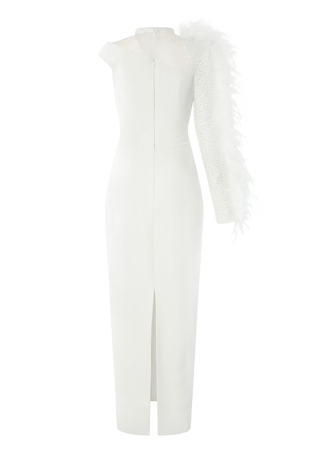 Siriella Pencil Asymmetric Sleeved Polyester Ankle Length Dress