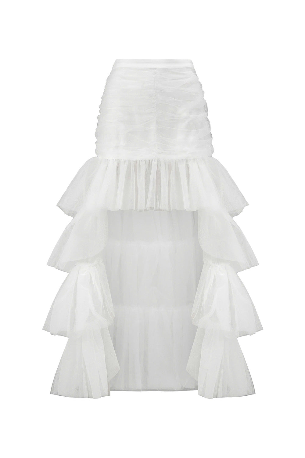 Women's Castle Asymmetric Layered Tulle High-low Skirt S/M/L