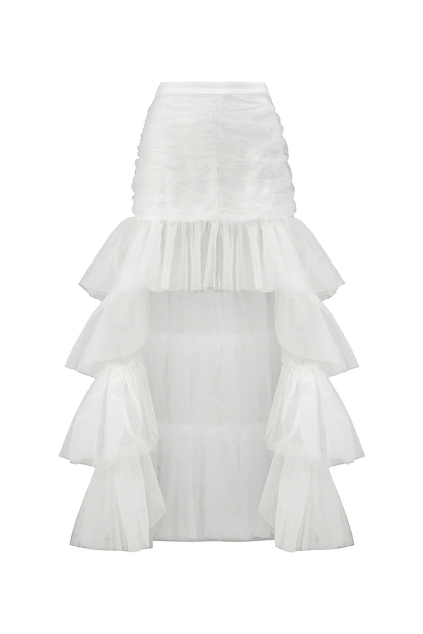 Castle Asymmetric Layered Tulle High-low Skirt