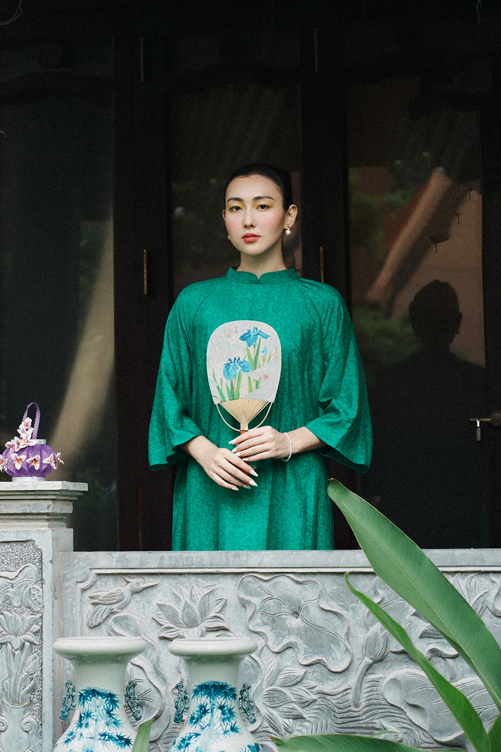 Lien Luc Straight Mandarin Neck Mulberry Silk Floor Length Ao Dai
