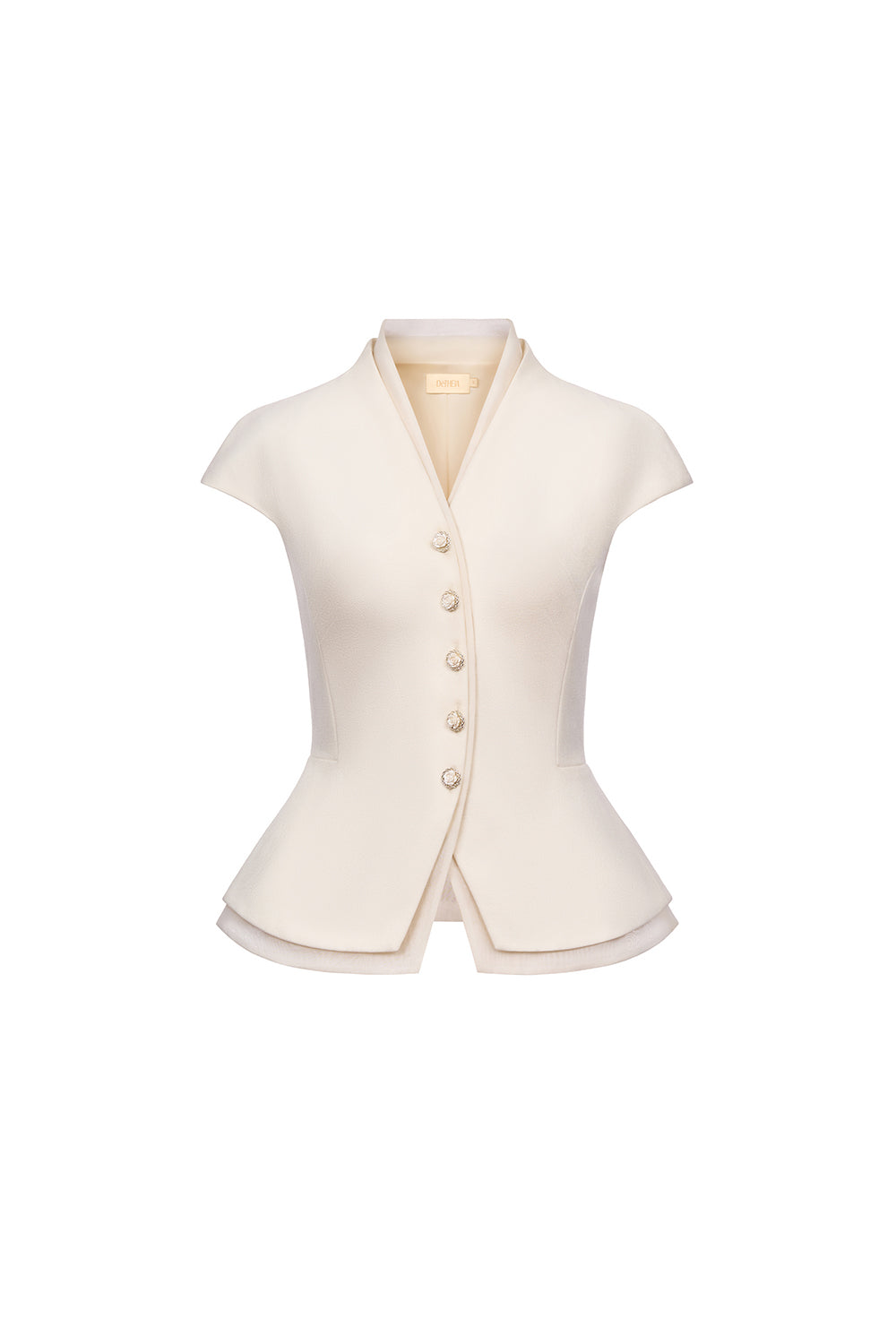 Daphne Peplum V-Neck Polyester Top