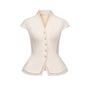 Daphne Peplum V-Neck Polyester Top