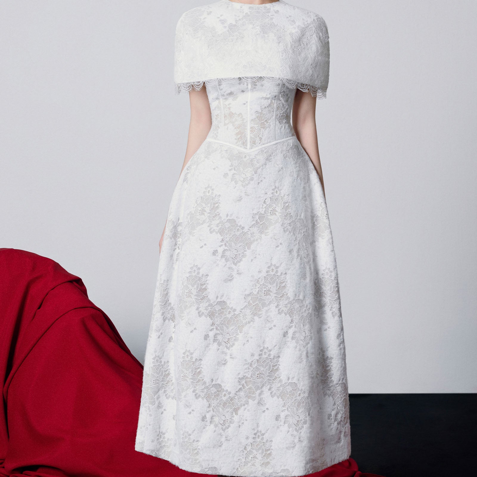 Tina Cape Sleeve Lace Maxi Dress