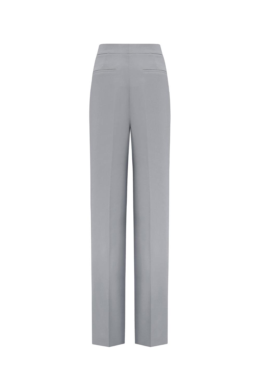 Cardiff Straight Ribbed Crepe Floor Length Pants