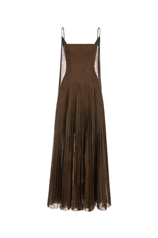 Pleated Linen Maxi Dress - MEAN BLVD