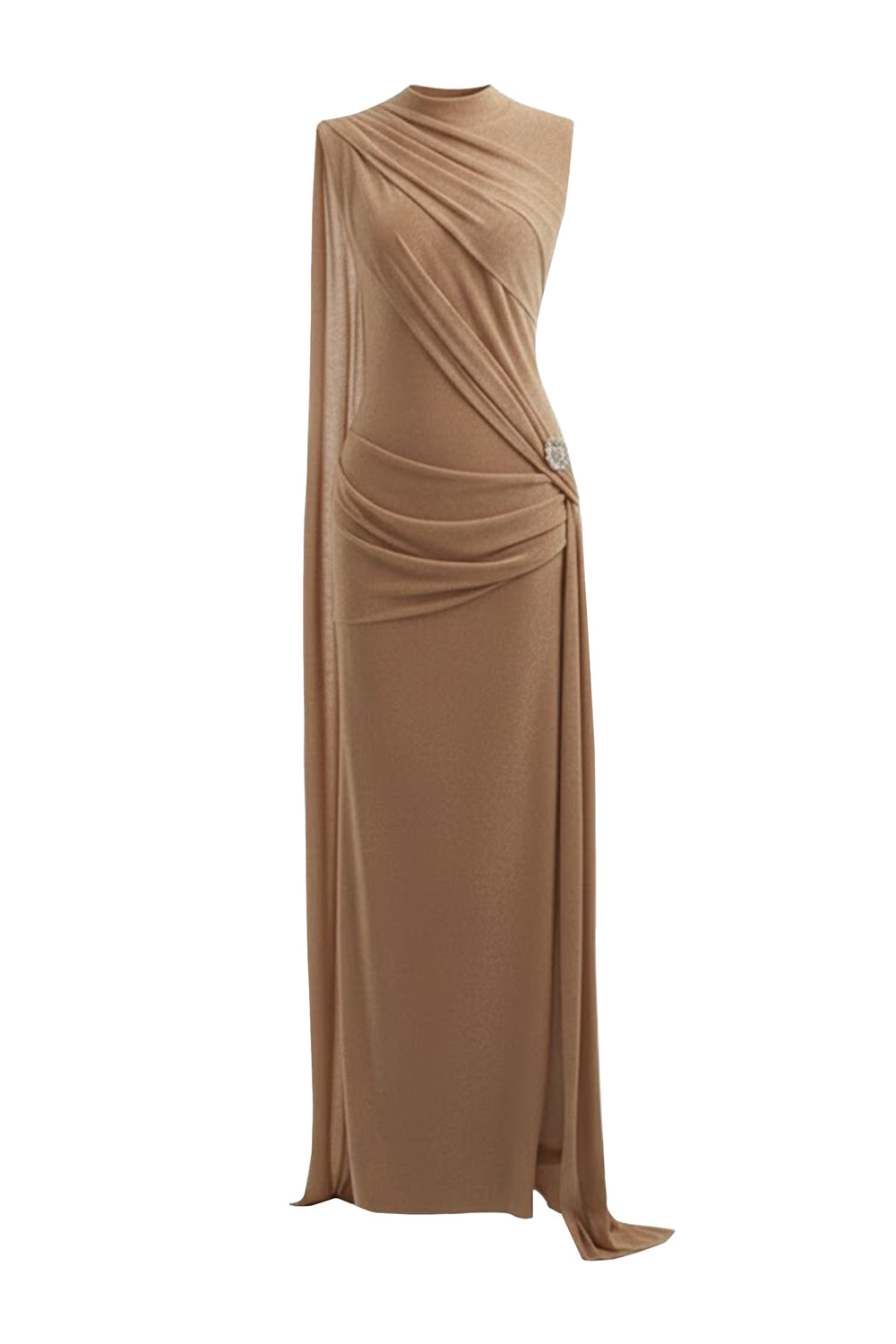 Onyra Asymmetric Sleeve Metal Maxi Dress