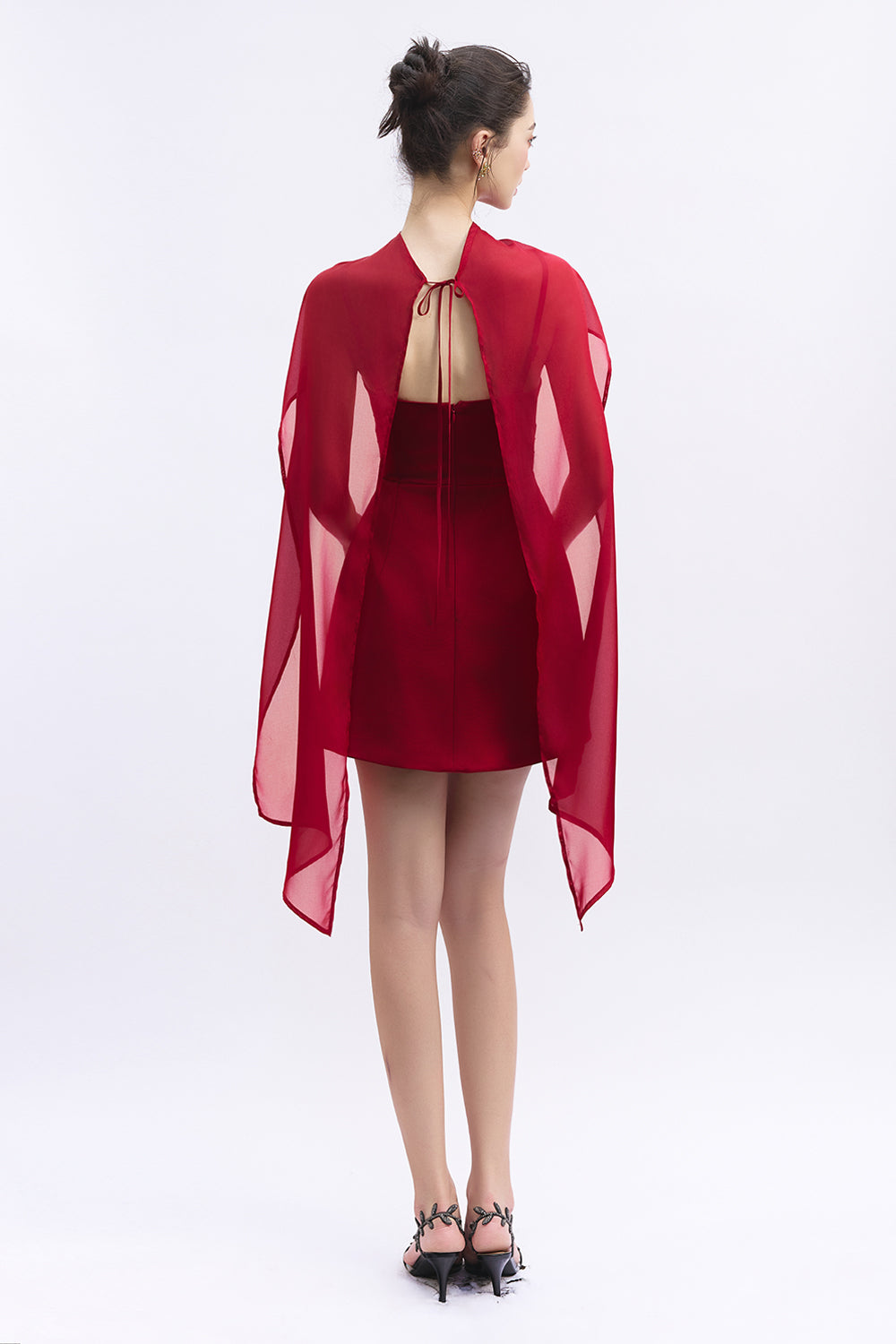 red sweetheart mini dress Red Sweetheart Neck Godet Hem Mini Dress