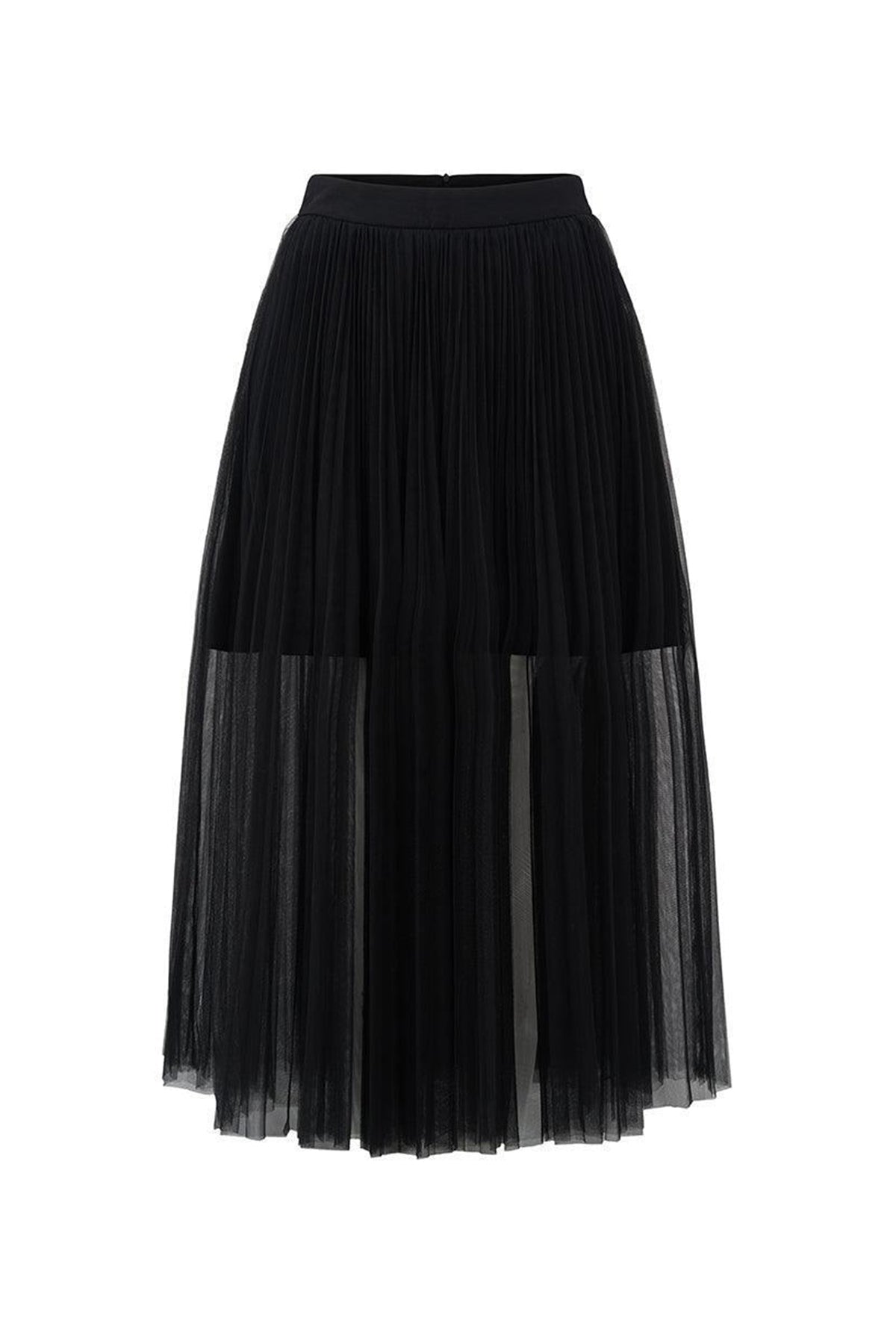 Sadie Gathered See-Through Tulle Below The Knee Skirt