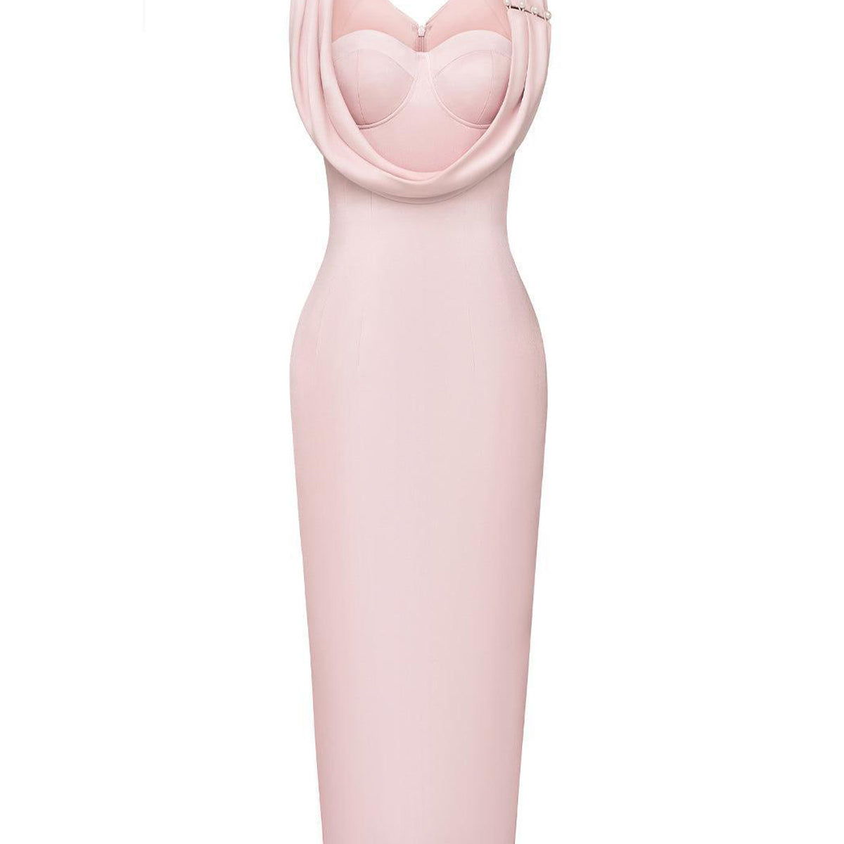 Sirena Sheath Semi-Heart Neck Polycotton Midi Dress