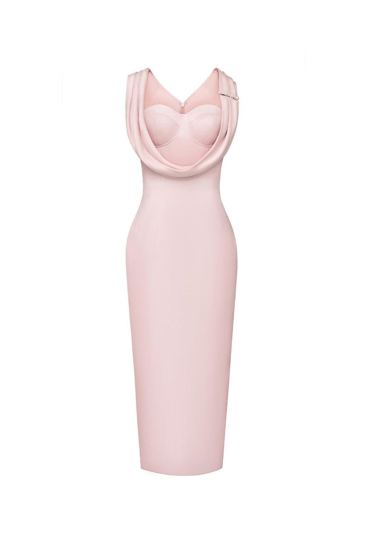 Sirena Sheath Semi-Heart Neck Polycotton Midi Dress