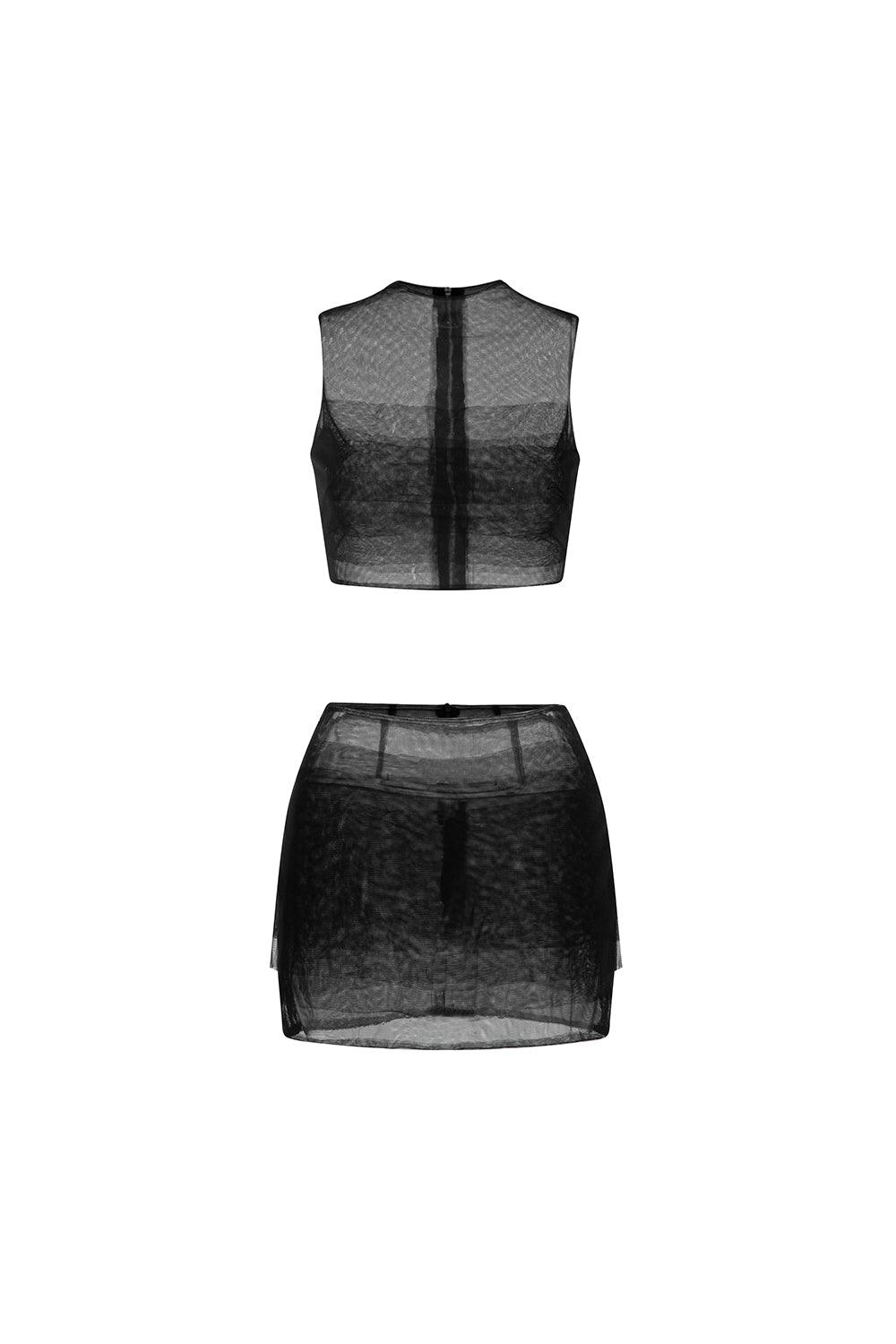 Lima Bodycon Mock Neck Mesh Mini Set