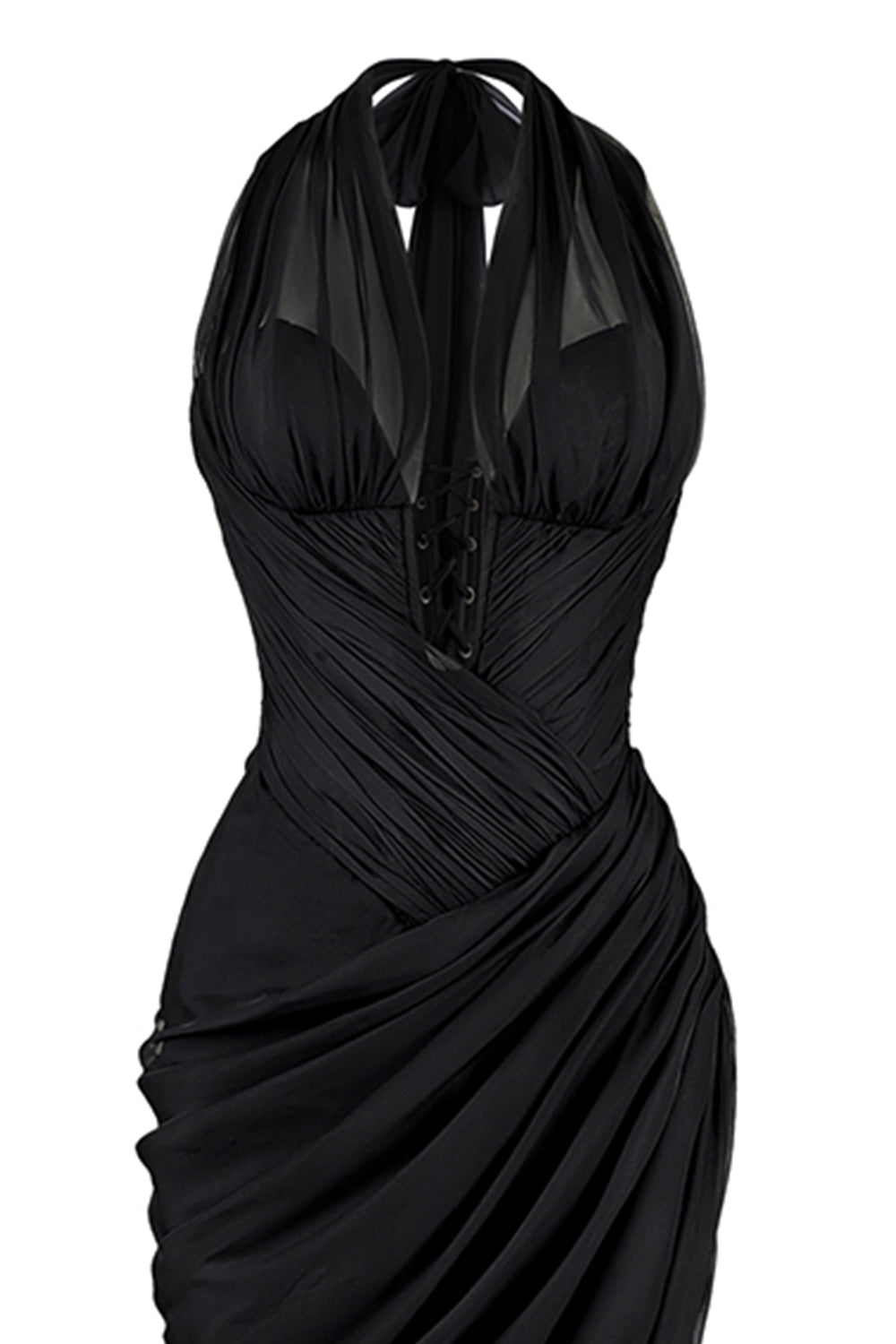 Arielle Slit Plunge Neck Chiffon Long Length Dress