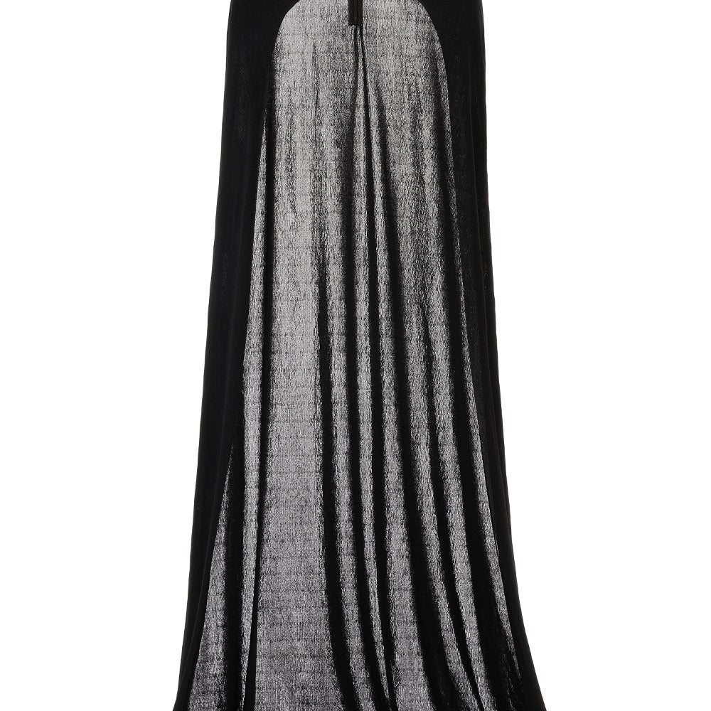 Pansy Straight Turtle Neck Elastic Cotton Floor Length Cape