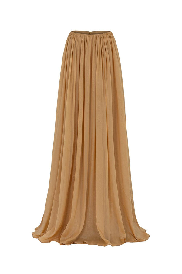 Betty Gathered Draped Chiffon Floor Length Skirt