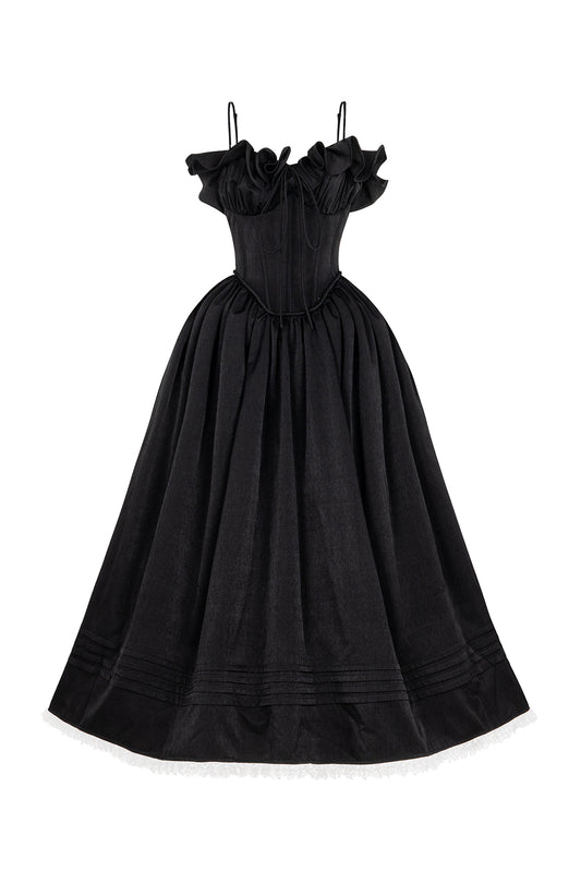 Tulip Ball Gown Spaghetti Strap Taffeta Silk Midi Dress