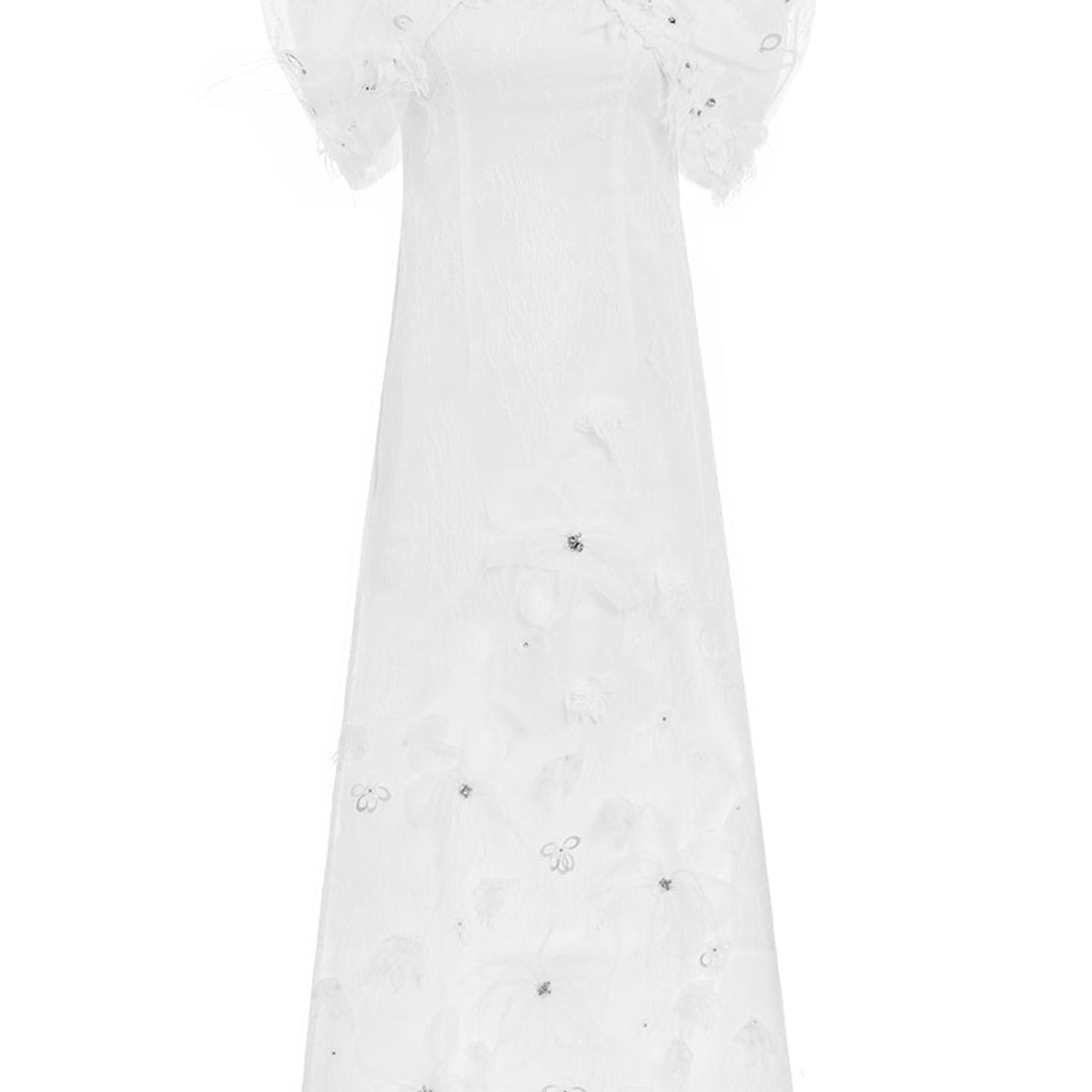 Aphrodite A-line Flower Applique Taffeta Floor Length Ao Dai Set