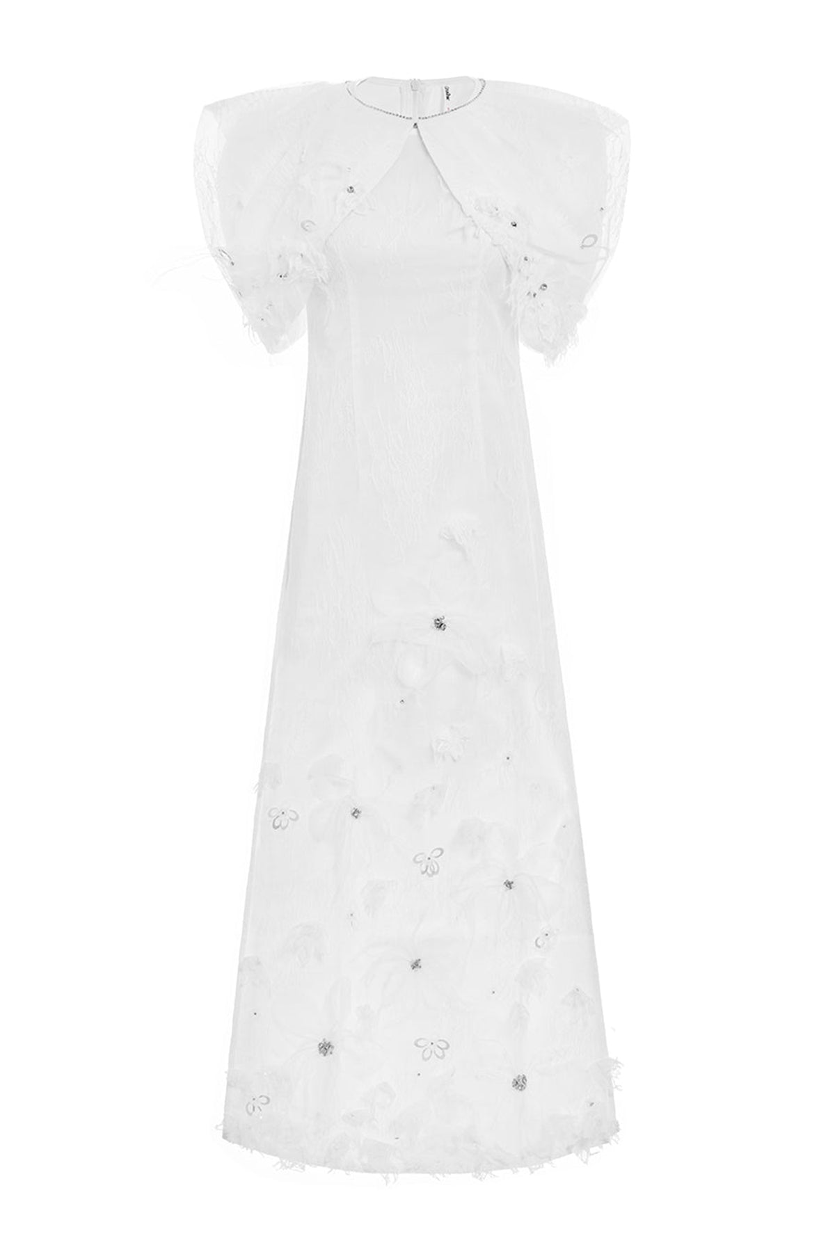 Aphrodite A-line Flower Applique Taffeta Floor Length Ao Dai Set