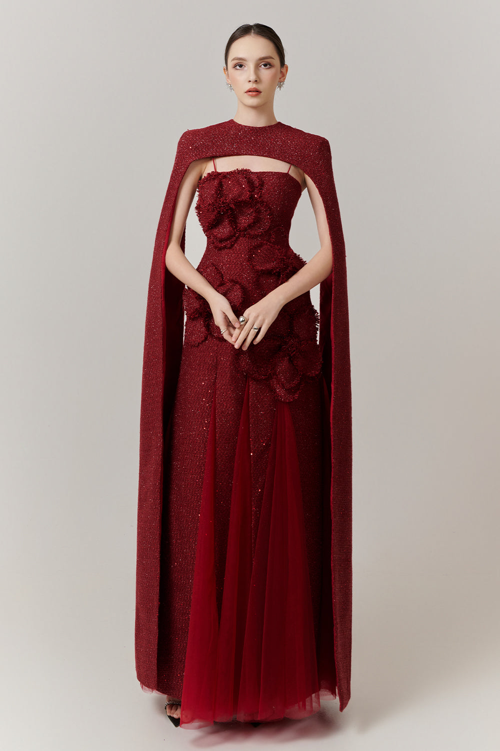 Women's Preston Cape Sleeve Applique Maxi Dress XXS/XS/S/M/L/XL