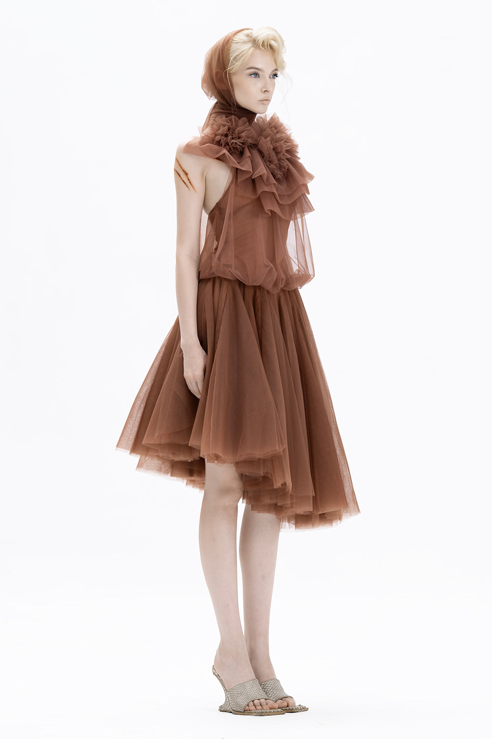 Gia High Neck Ruffle Midi Dress