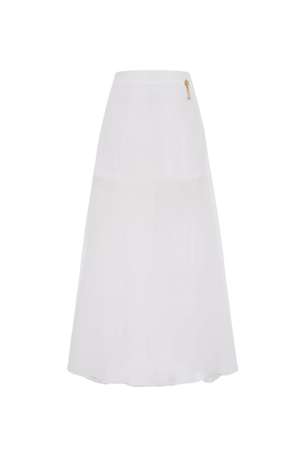 Ivory A-line High Waist Organza Maxi Skirt