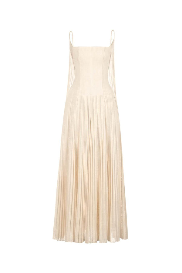 Pleated Linen Maxi Dress - MEAN BLVD