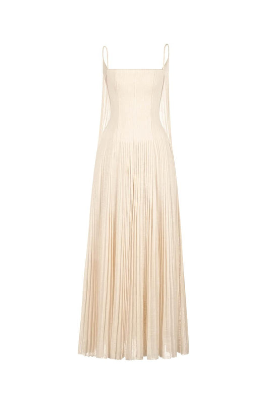 Pleated Linen Maxi Dress - MEAN BLVD